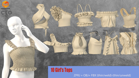 10 Women's Tops Marvelous Designer /Clo3d  project file