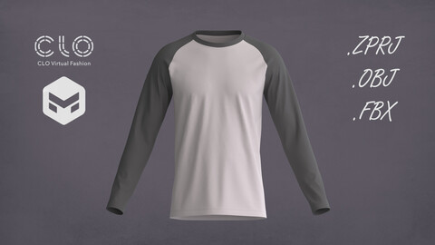 Men's Long Sleeve Raglan T-Shirt 3D Model