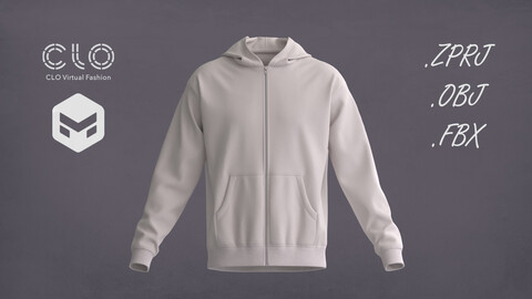 Men's Zip-Up Hoodie 3D Model