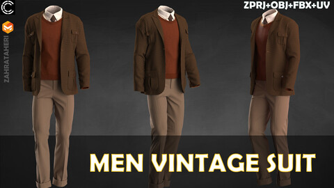 MEN SUIT (Clo3D Project + OBJ +FBX)