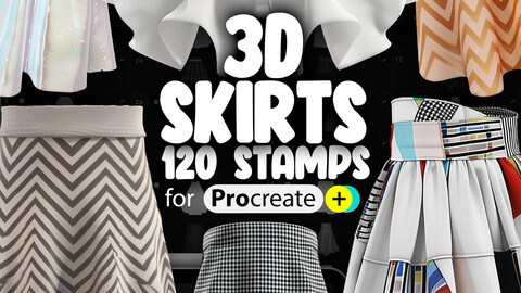 120 Procreate 3D Skirts Stamp Brushes | Procreate Miniskirts Brushes | Procreate Midi Skirts Brushes | Procreate Clothes Stamps | Procreate Fashion Stamps | Procreate Clothing Stamps | Procreate Dual Color Stamp Brushes