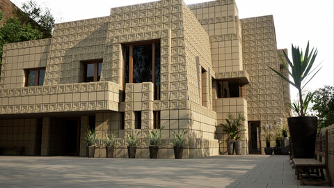 Frank Lloyd Wright - Ennis House 3D Render and Model