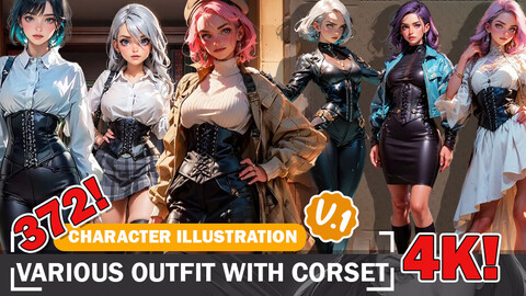 372 Various Corset Style Outfit - Designs Reference Ideas Inspiration and Character References Art V1 4K