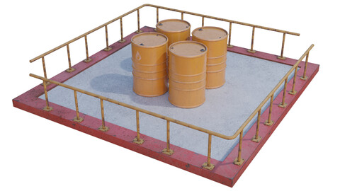 Industrial 3D Diorama Oil Barrels Unity 2020 ready