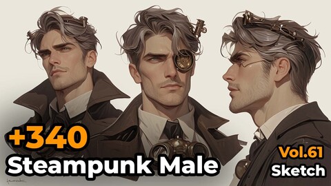 +340 Steampunk Male Sketch Reference(4k)