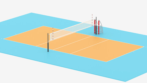 Cartoon Volleyball Court 3D model