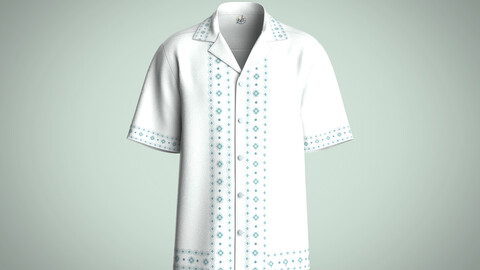 Mens summer shirt with flower border print