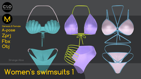 Women's swimsuits 1. Clo3d, Marvelous Designer projects.