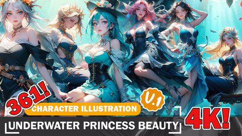 361 Underwater Princess Beauty - Character Reference Ideas and Design Inspiration Art V1 4K