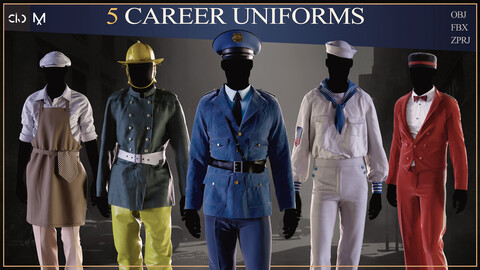 5 Old Career Uniforms (zprj-fbx-obj)