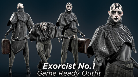 Exorcist No.1: Game Ready Outfit (Marvelous Designer + Clo3d + OBJ + LOD + Texture)