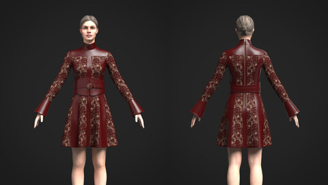 Leather and Lace Dress 3D model