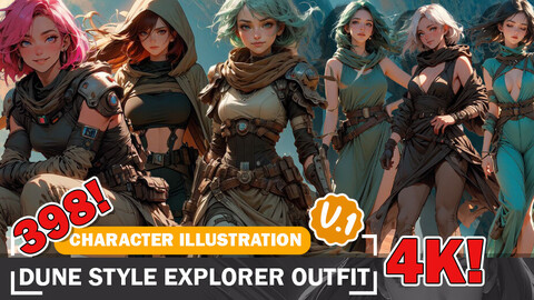 398 Dune Style Explorer Outfit - Charactere Reference Design Inspiration and Designs Reference Art V1 4K