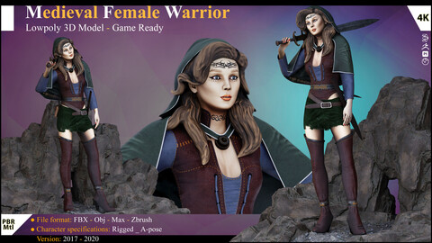 medieval female warrior_3D Model