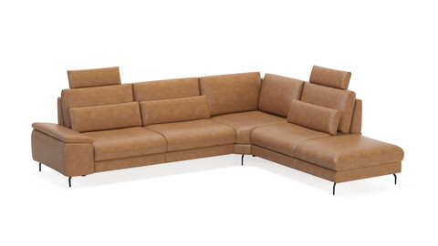 Diana 2 by Gallery M - Leather right honey Sofa 3D Model