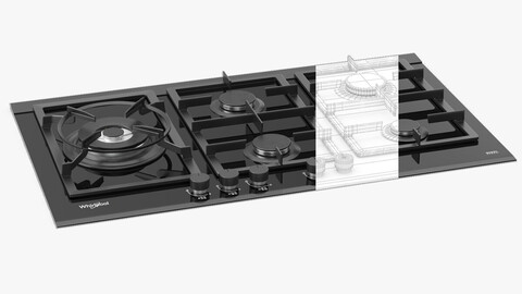 Whirlpool GGW870NBAUS 5 Burner Gas Cooktop 3D Model