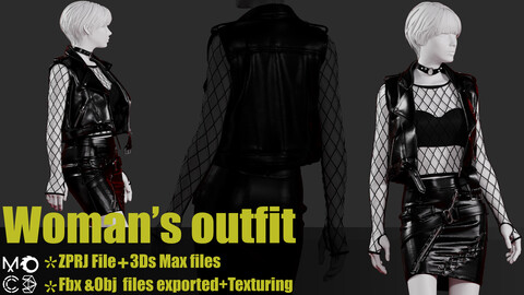 women's outfit set(Zprj,Obj,Fbx,Texture,Uv)