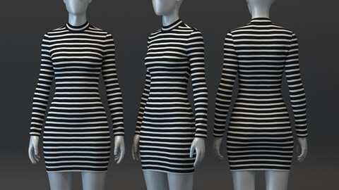 Mini Striped Turtleneck Dress