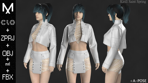 New Outfit Female Marvelous designer Clo3d OBJ mtl FBX ZPRJ+A-POSE