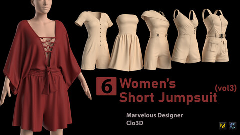 6 Women's Short Jumpsuit (vol3) + Zprj +Obj + Fbx