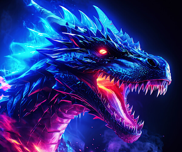 ArtStation - Blue Neon Synthwave Dragon - Game Design & Environmental ...