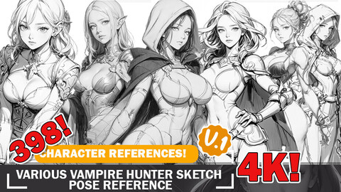 398 Various Vampire Hunter Sketch Pose Character Reference Ideas Intricate Designs and Designs Reference Art V1 4K