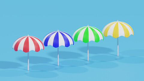 Cartoon Beach Umbrella 3D model