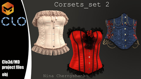 Corsets_set 2. Marvelous Designer/Clo3d project + OBJ.