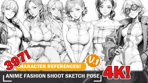 397 Various Anime Fashion Shoot Sketch Pose Characters Reference Intricate Designs and Designs Reference Art V1 4K