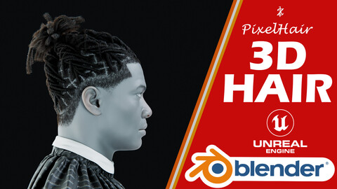 PixelHair Hairstyle - Lil Baby Dreads 015 (Hair for blender/ unreal engine / metahuman) Afro hair | Kinky hair | 4c Hair | African / African American Hair