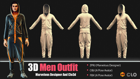 3D Men Outfit (CLO3D, MD PROJECTS+OBJ+FBX)