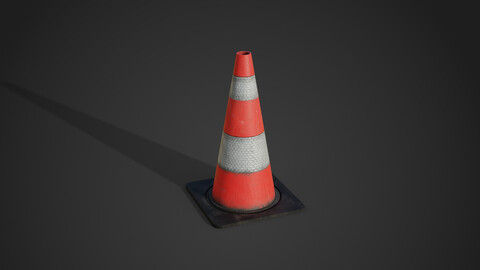 Traffic Cone PBR Game-Ready