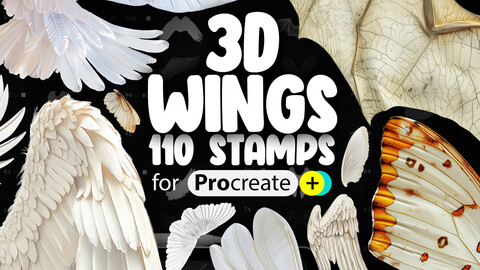 110 Procreate 3D Wings Stamp Brushes | Procreate Bird Wings Stamps Brushes | Procreate Angel Wings Stamps Brushes | Procreate Insects Wings Stamps Brushes | Procreate Dual Color Stamp Brushes