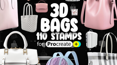 110 Procreate 3D Bags Stamp Brushes | Procreate Suitcases Stamps Brushes | Procreate Handbags Stamps Brushes | Procreate Climbing Backpacks Stamps Brushes | Procreate Procreate Clutches Stamps | Procreate Dual Color Stamps Brushes