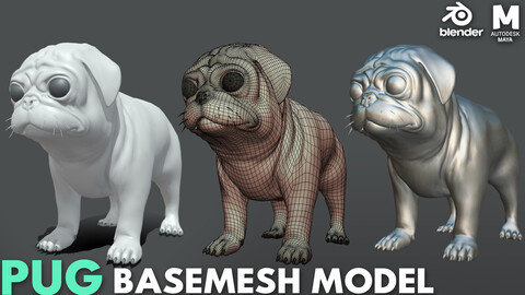 Pug Dog - Topology + UV map