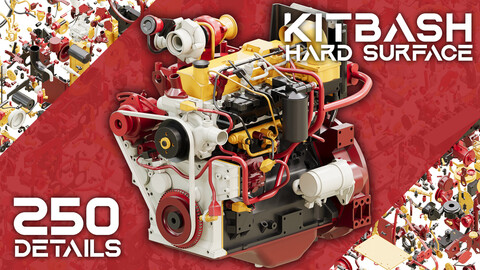 HARD SURFACE KITBASH : Mechanical Engine Design Pack - VOL 13