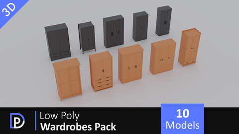 Low Poly Wardrobes Pack