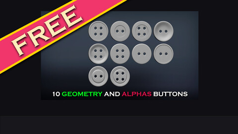 10 [FREE] Button IMM Brush, Geometries and Alphas - Zbrush and Blender