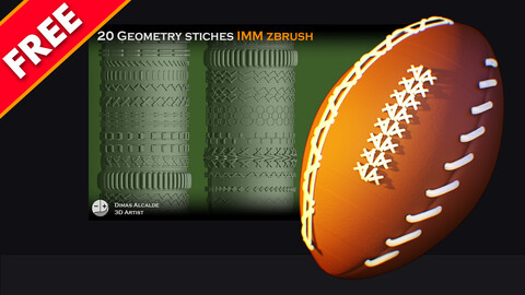 20 [FREE] Geometry STICHES IMM {BRUSHES} Zbrush (Blender) !