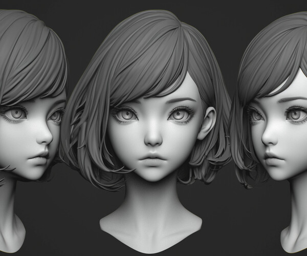 ArtStation - +380 Anime Girl Head Sculpt references(4k) | Artworks