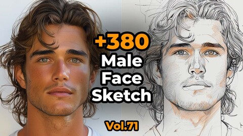 +380 Male Face Sketch Reference (4k)