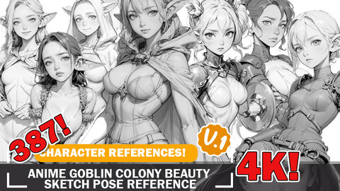 387 Various Anime Goblin Colony Beauty - Sketch Pose Ideas Characters Reference and Designs Reference Art V1 4K