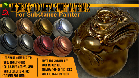 Megapack: 100 Metal smart materials for Substance Painter