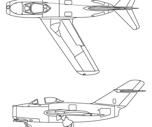 ArtStation - Mikoyan-Gurevich_MiG-15_3-view-svg vector file CNC, Cricut ...