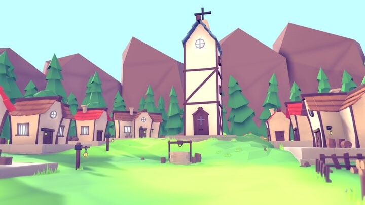 ArtStation - Low poly Medieval Village - Game Environment Assets Pack ...