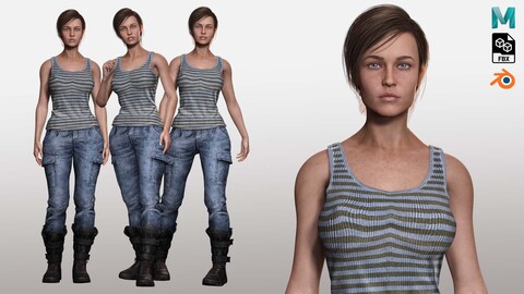 Clara - Realistic Woman In Survival Casual Outfit Low-poly