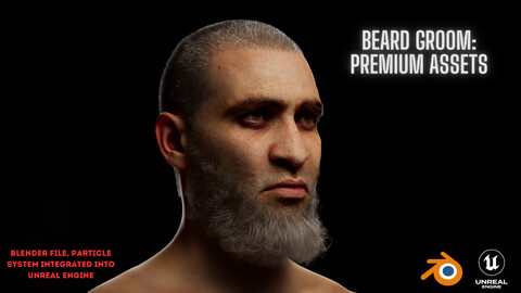 Beard Grooming Asset #1/ Blender File, particle system integrated into the Unreal Engine