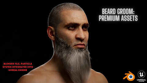 Beard Grooming Asset #3/ Blender File, particle system integrated into the Unreal Engine