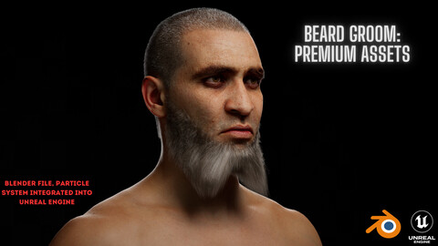 Beard Grooming Asset #4/ Blender File, particle system integrated into the Unreal Engine