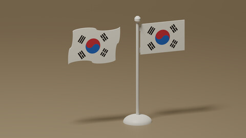 Cartoon Korean Flag 3D model